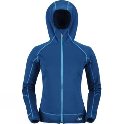 Rab Power Stretch - Női Kapucnis Pulóver - Kék (Magyarország FMA376148)